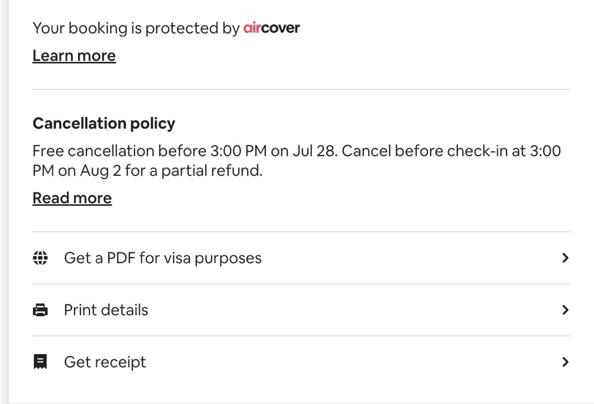 The Airbnb feature that allows you to print a PDF of your reservation  for your Ghana visa application. 