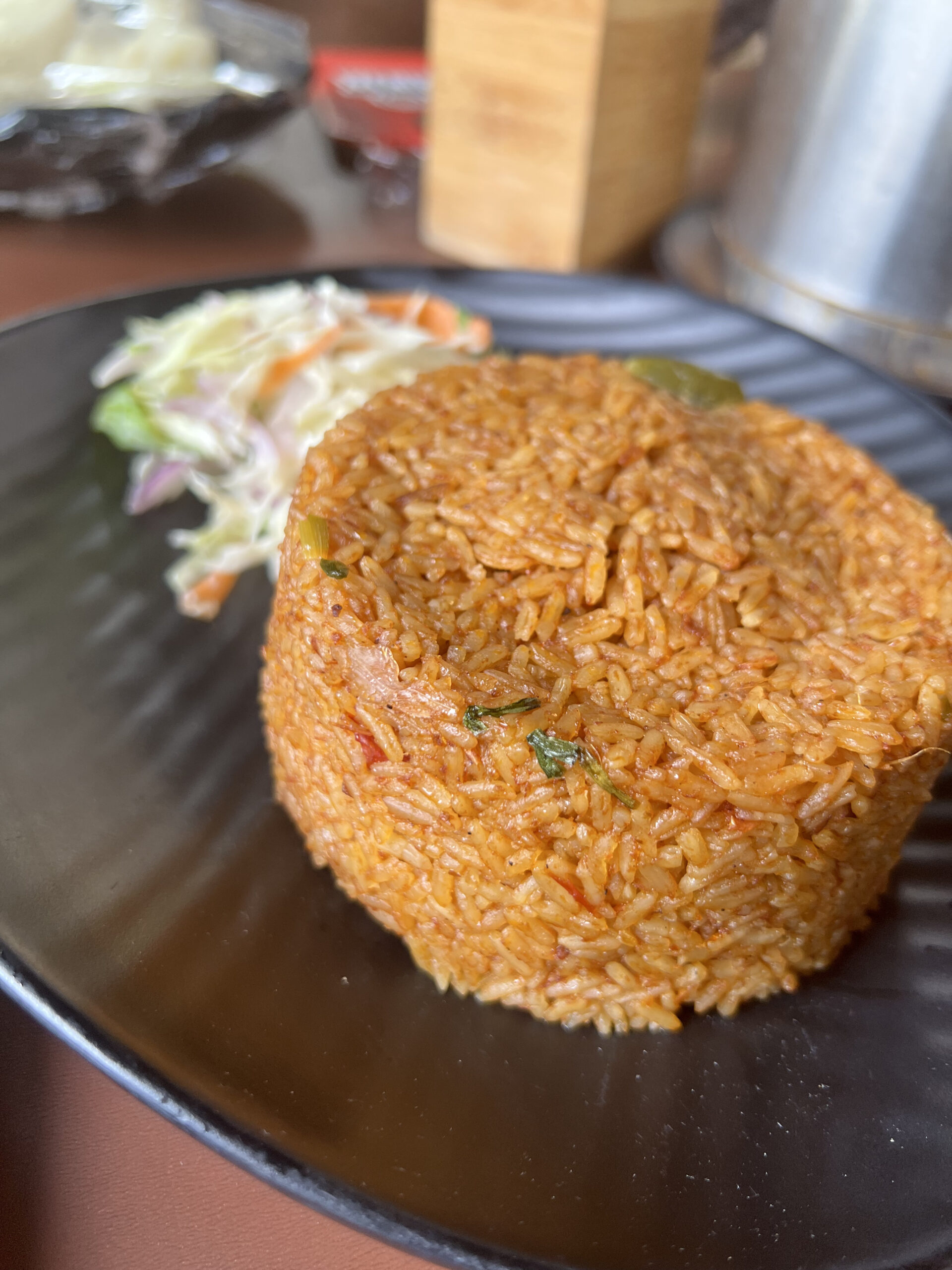 A plate of Ghanaian joloff rice 