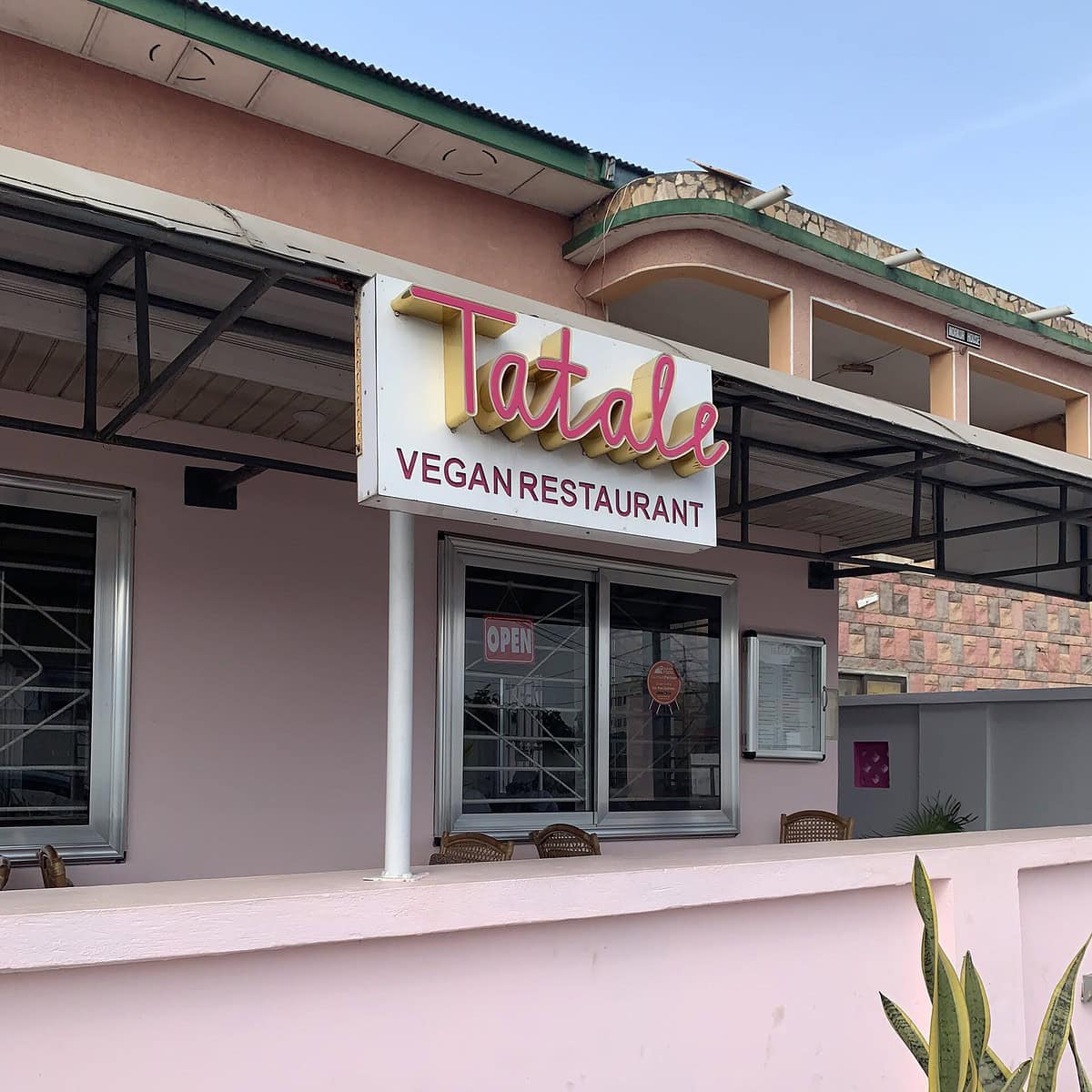 The storefront of the restaurant Tatale in Osu, Accra, Ghana.