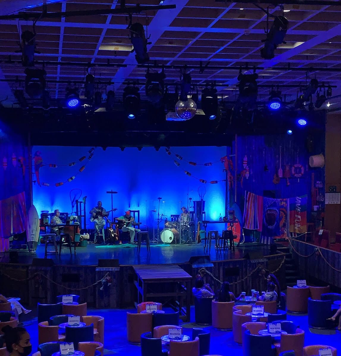 The stage of the Margaritaville At Sea performance.