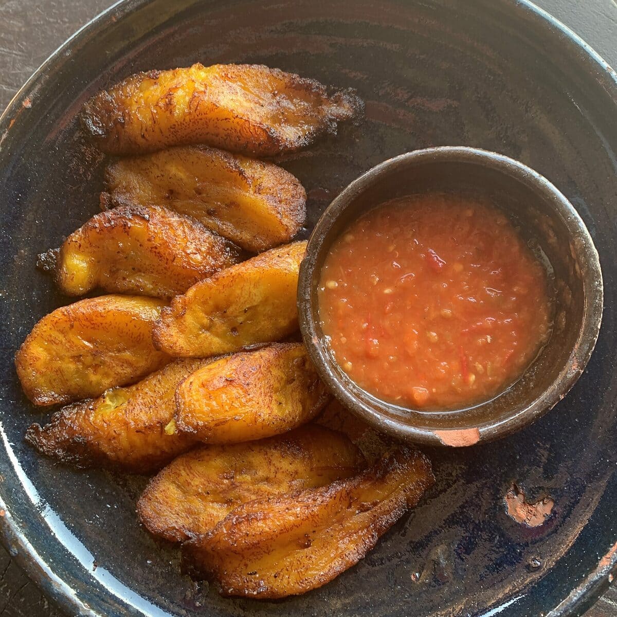 Plaintains with palava sauce
