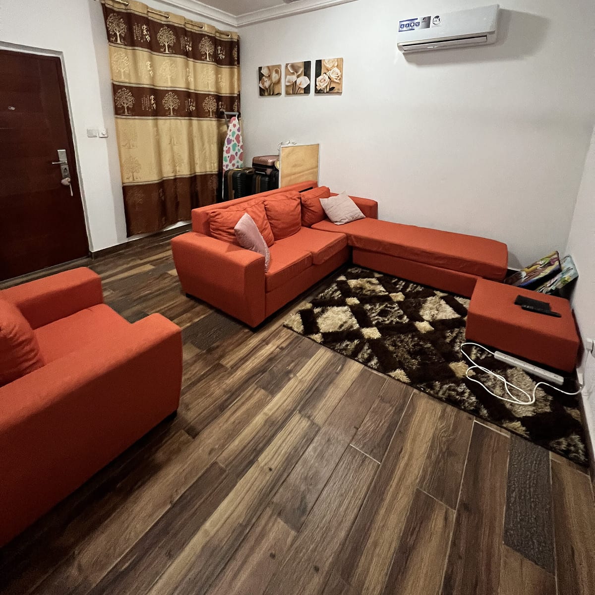 My living room inside of my Accra apartment. 