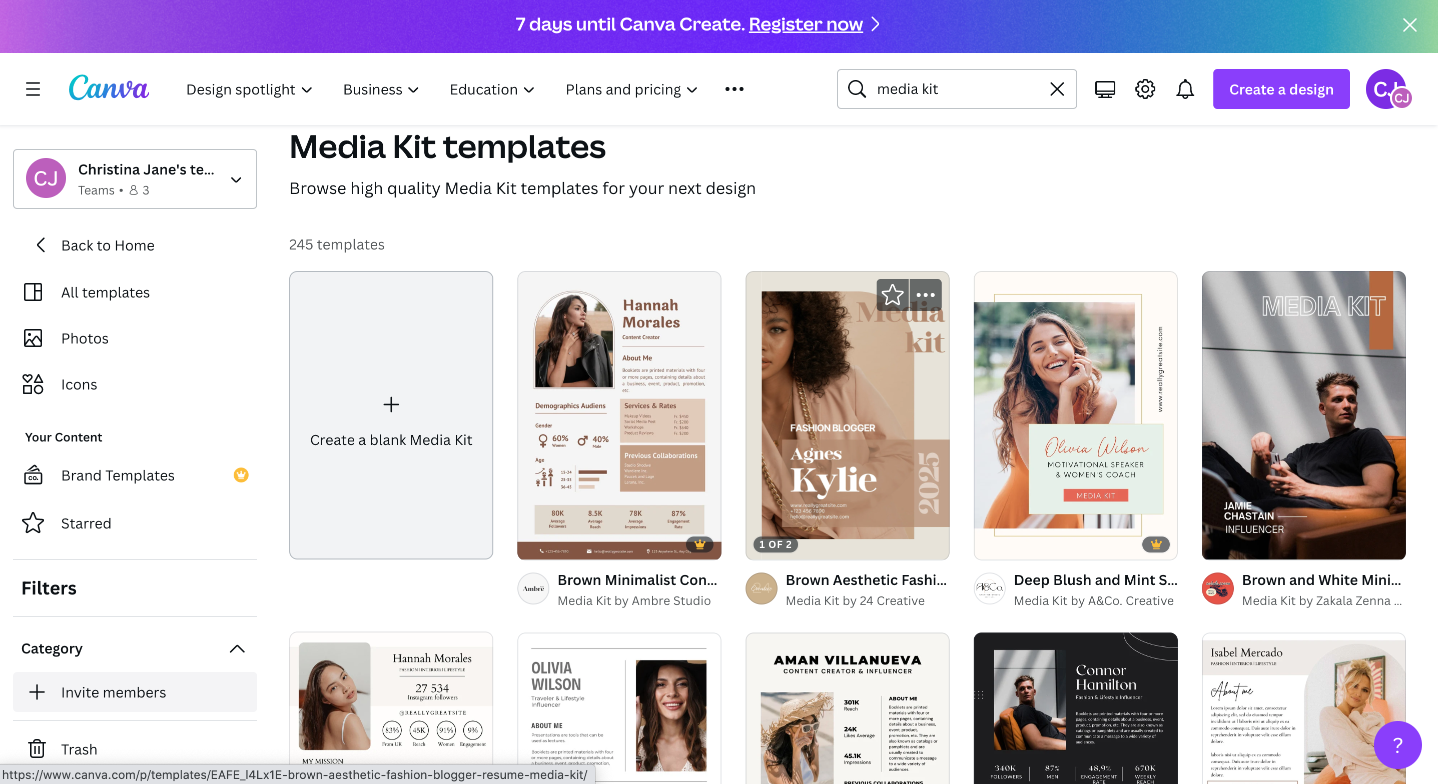 Free Media Kit Templates on Canva 