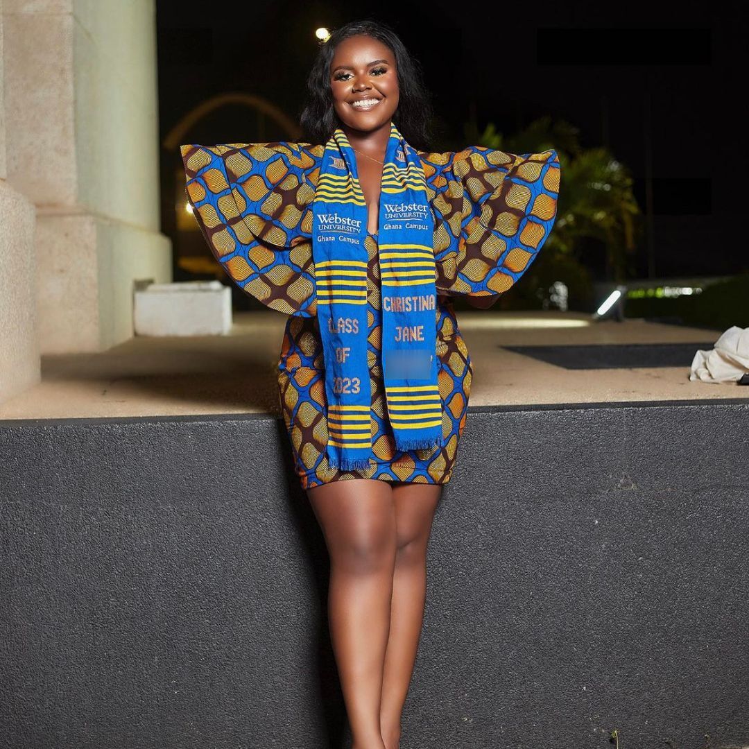 Christina Jane with graduation stole 