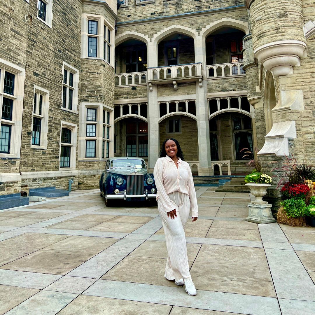 Christina Jane in front of Casa Loma 