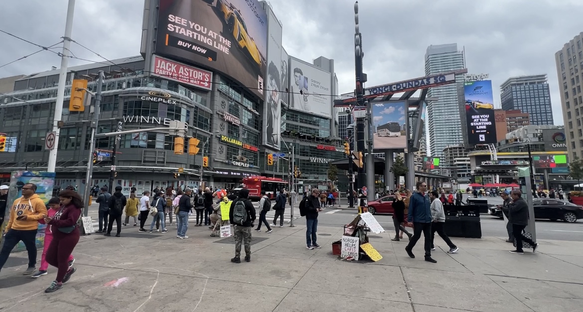 A wide view of the Yonge-Dundas Square 