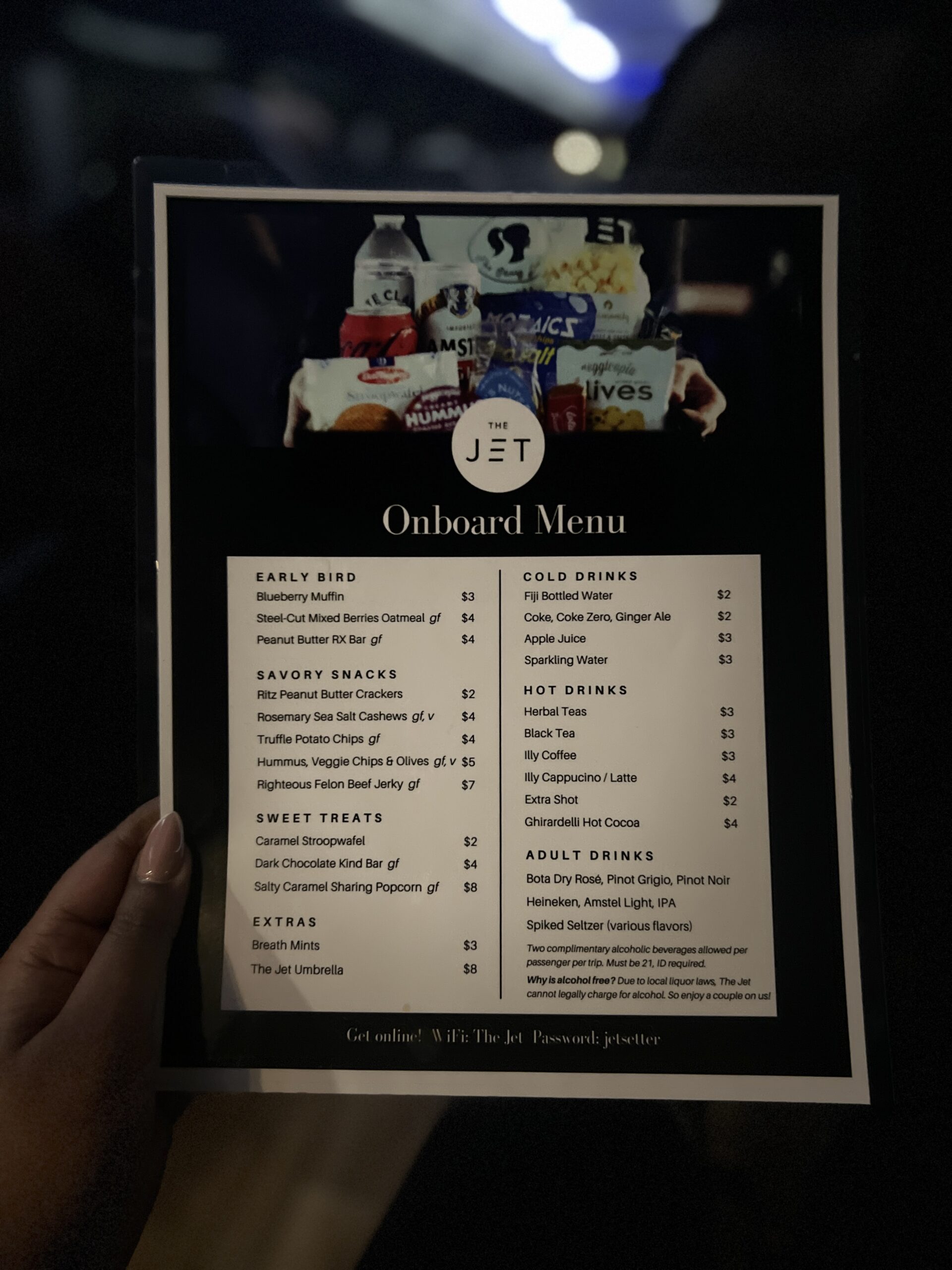 The Jet Service Menu 