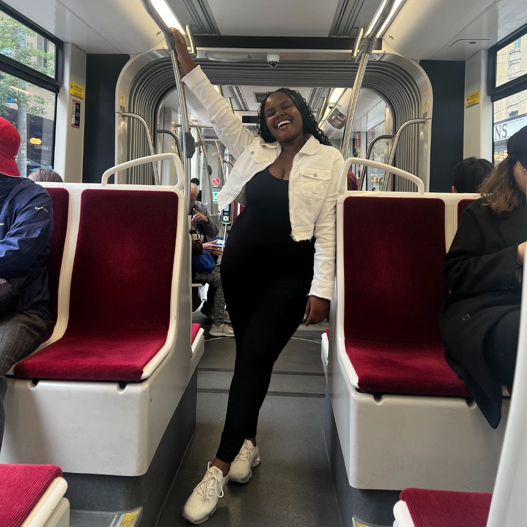 Christina Jane riding the streetcar 