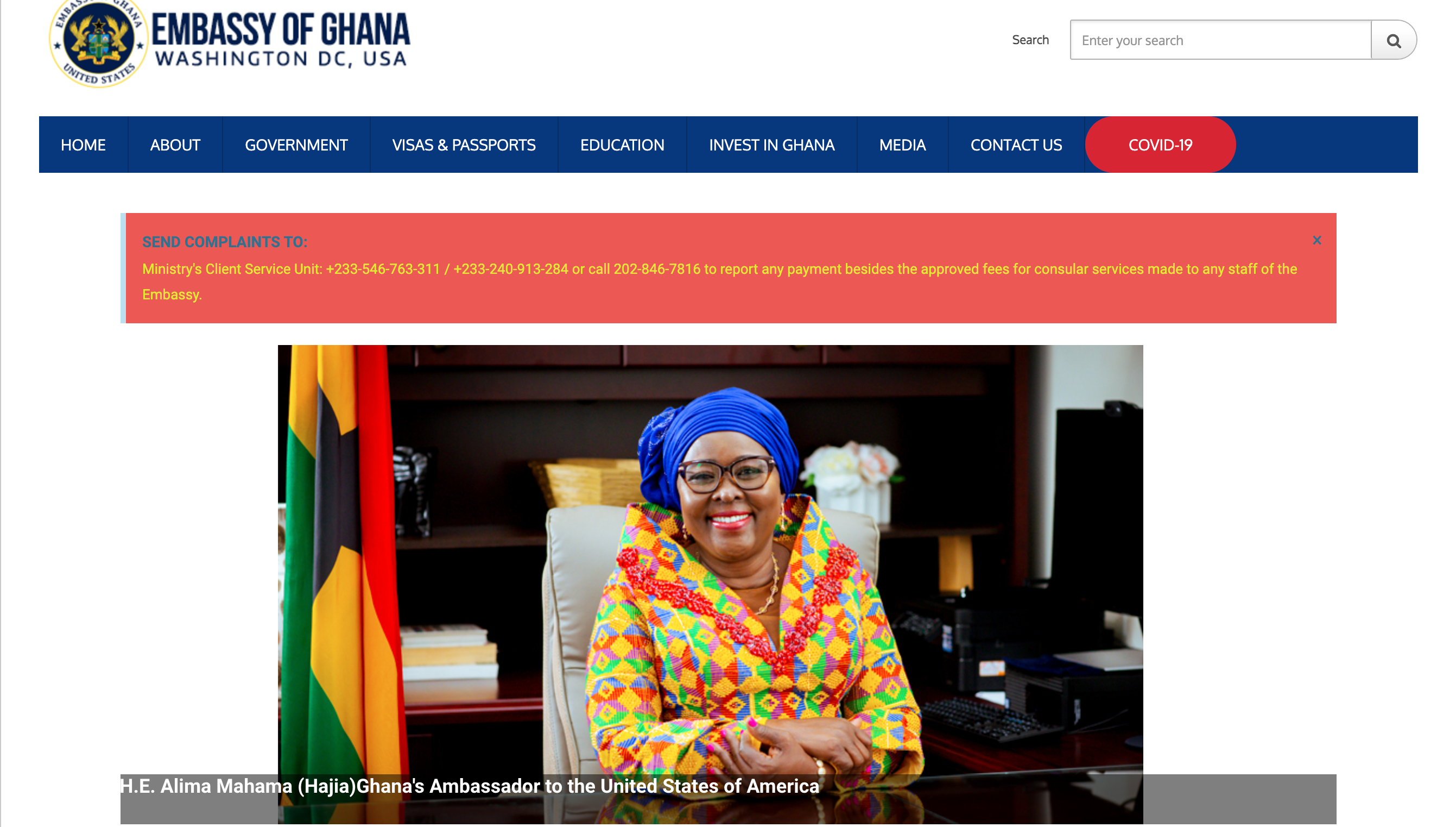 Embassy of Ghana Webpage 