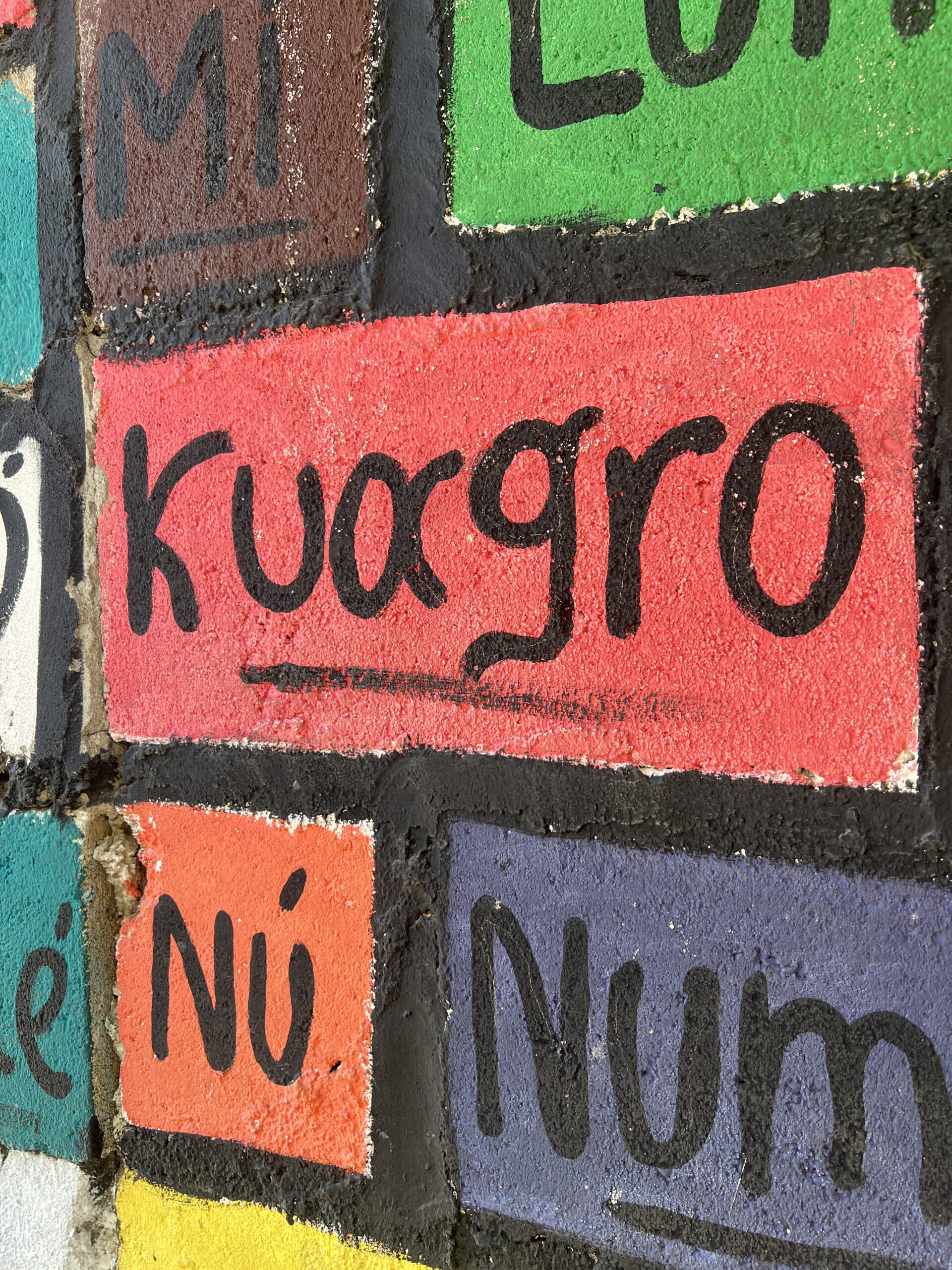 The Palenquero word "Kuagro" written 