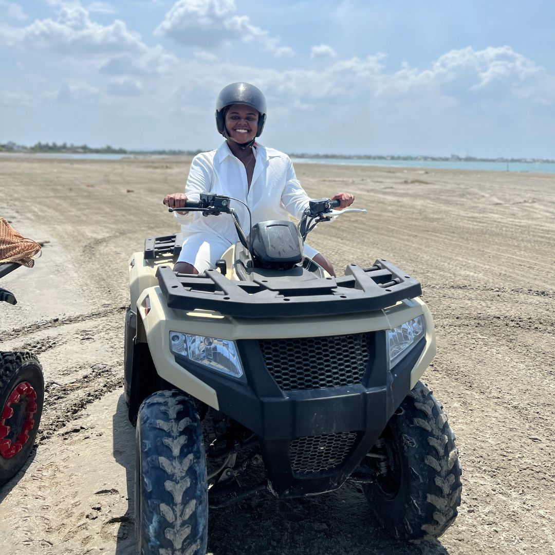 Christina Jane ATV riding in Cartagena 