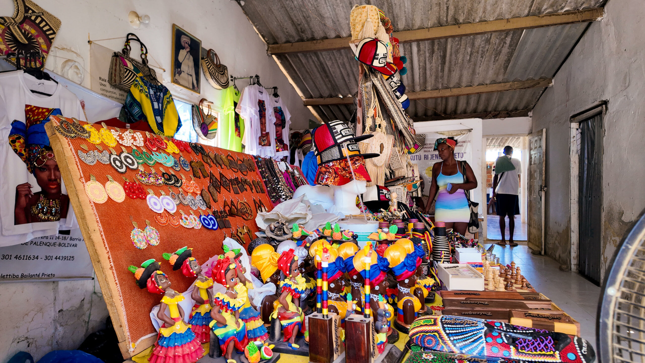 Items for sale at the shop in the drumming center 