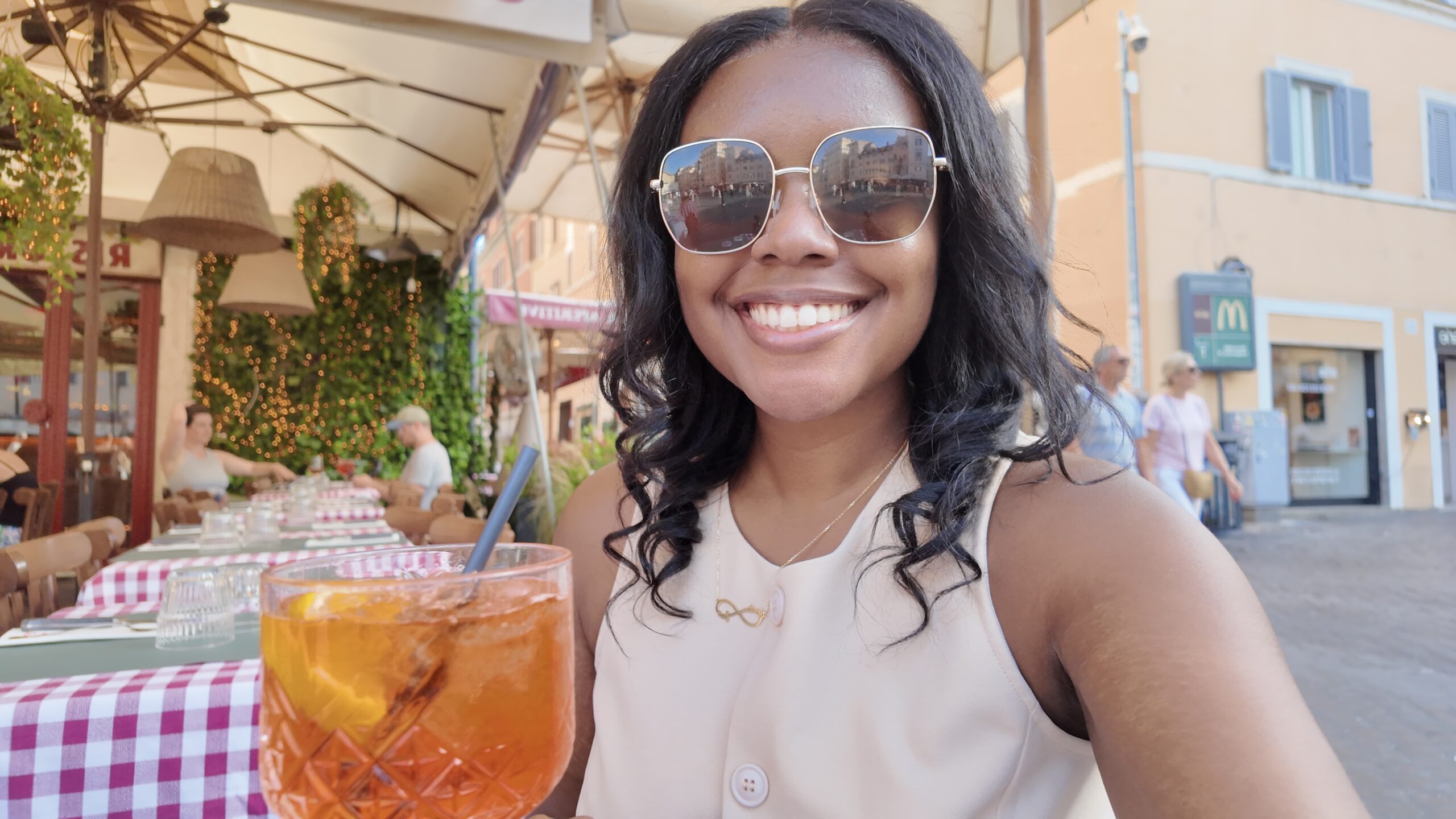 Christina having dinner in Rome