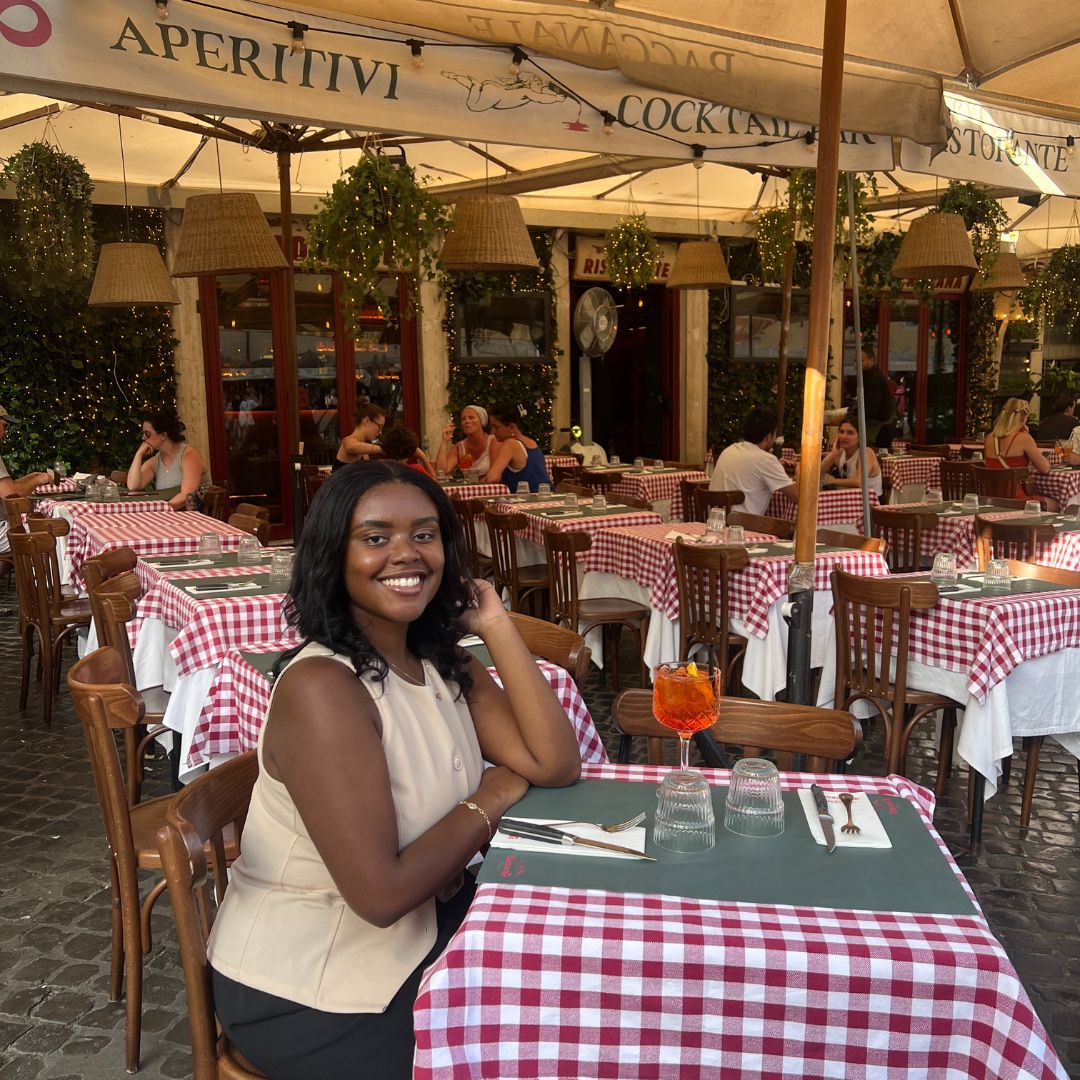 Christina Jane dining in Rome