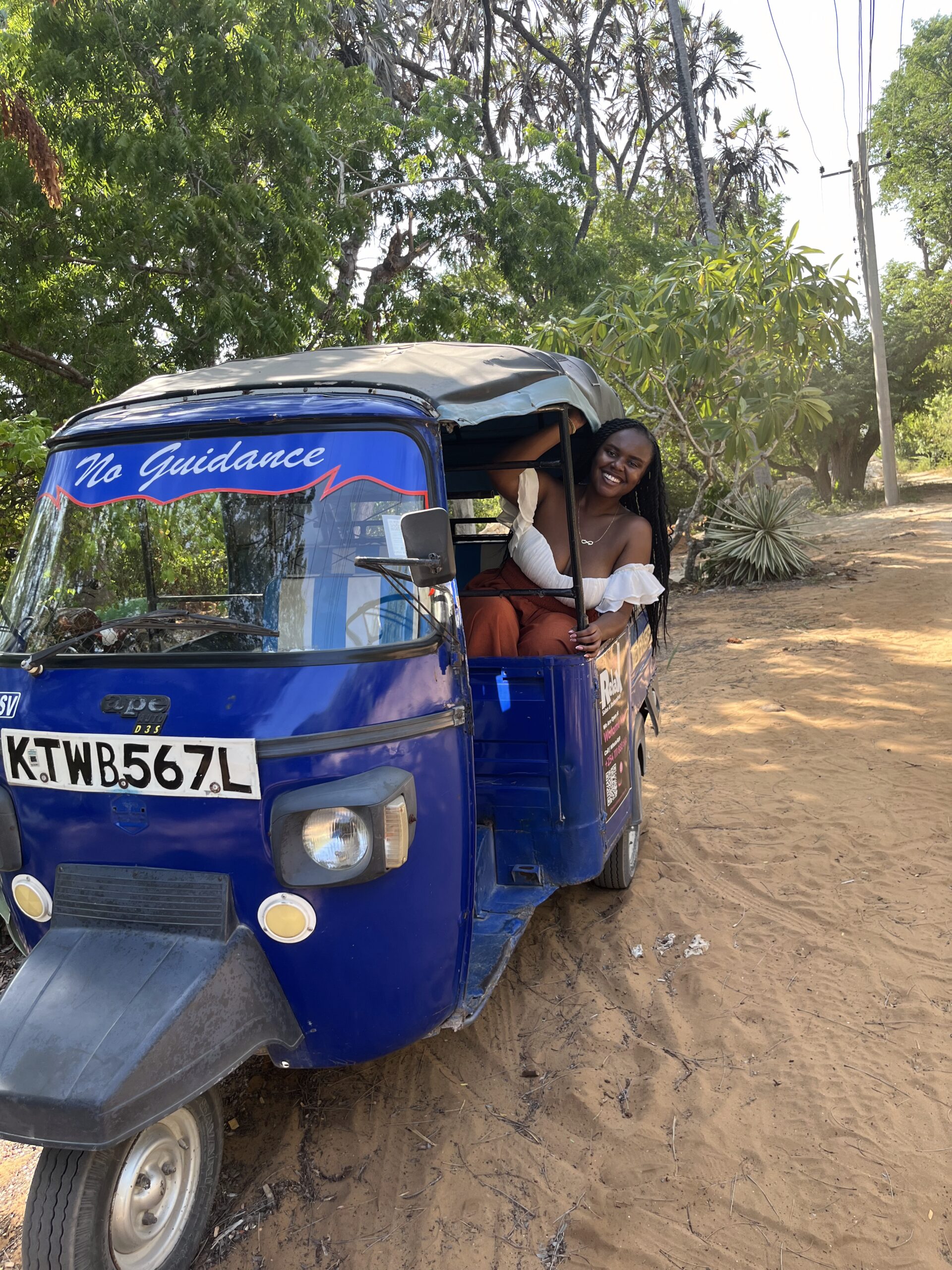 Christina inside of the tuk tuk