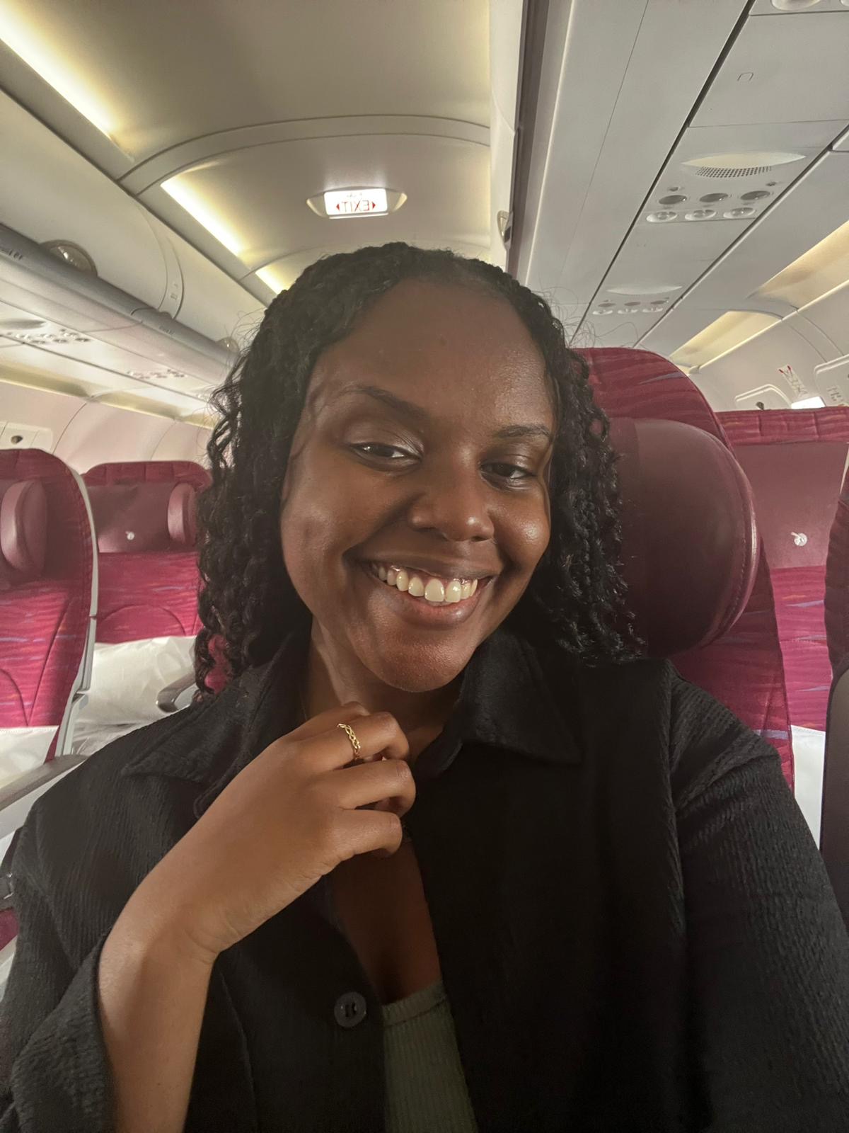 Christina Jane on the plane