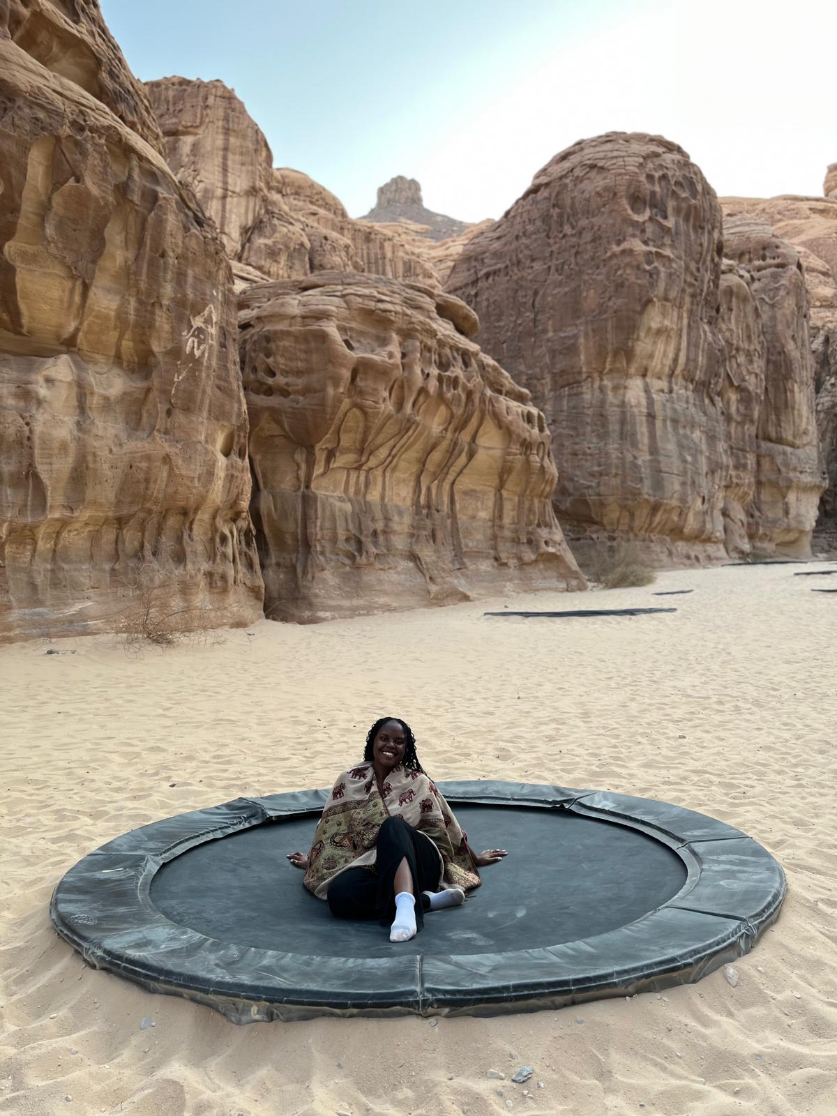 Christina Jane on a trampoline
