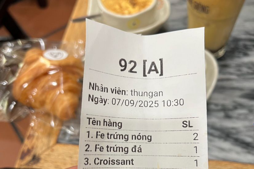 Cafe Receipt Cafe Giang 