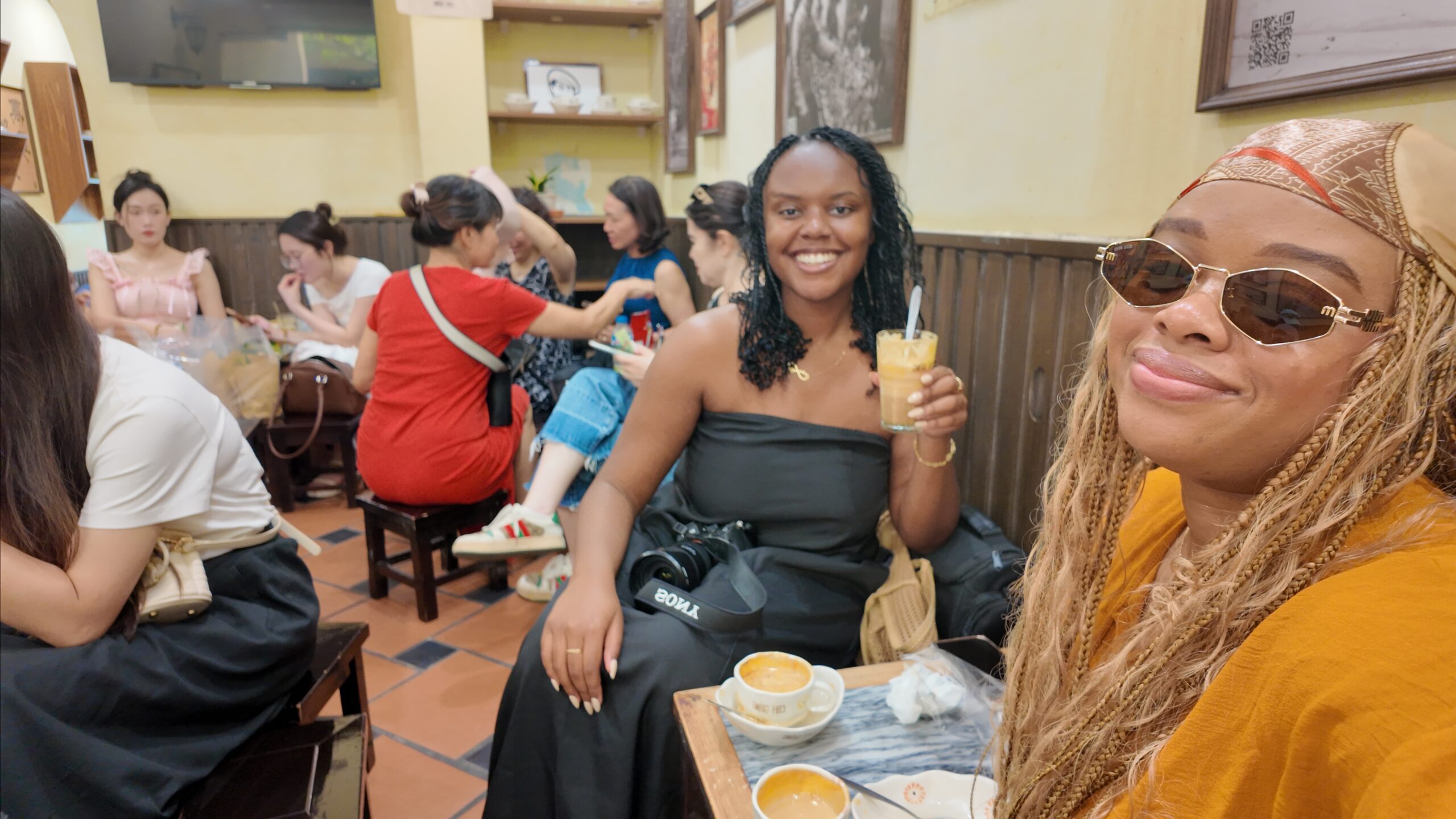 Christina and her friend at Cafe Giang 