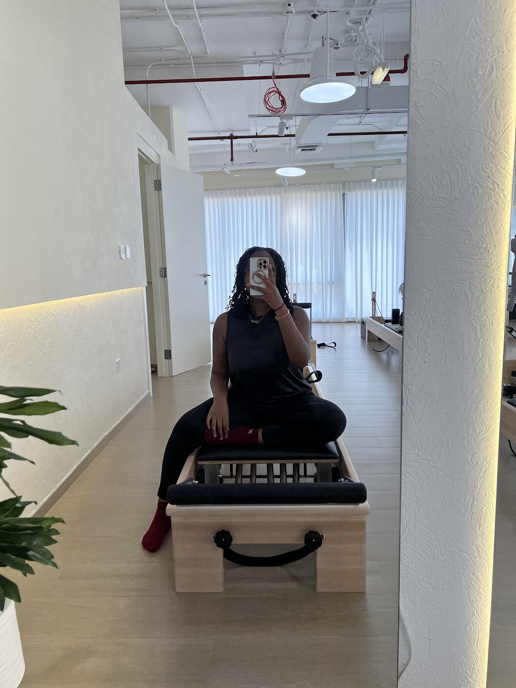 Christina at a pilates class 