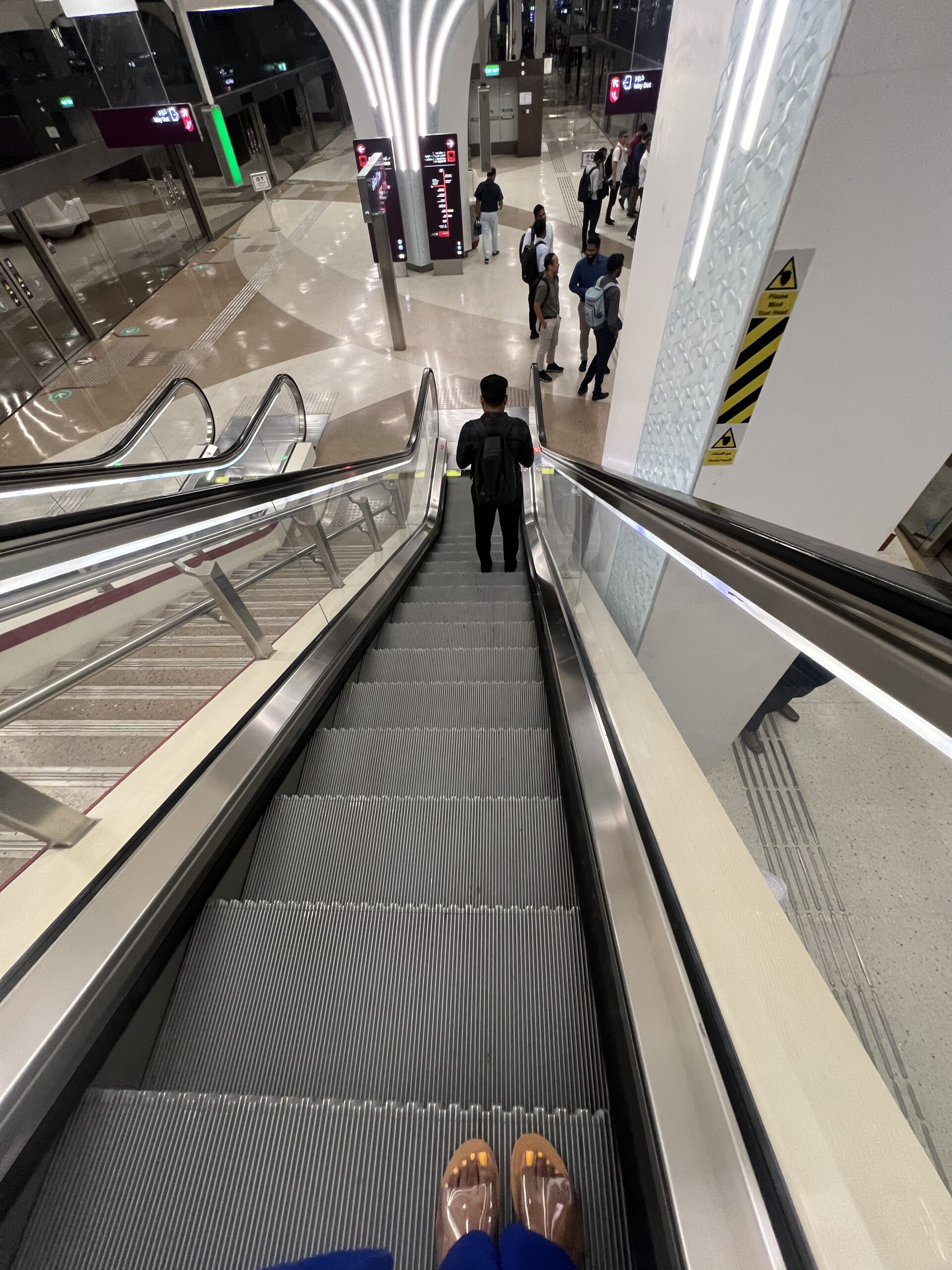 escalators inside of the metro station 