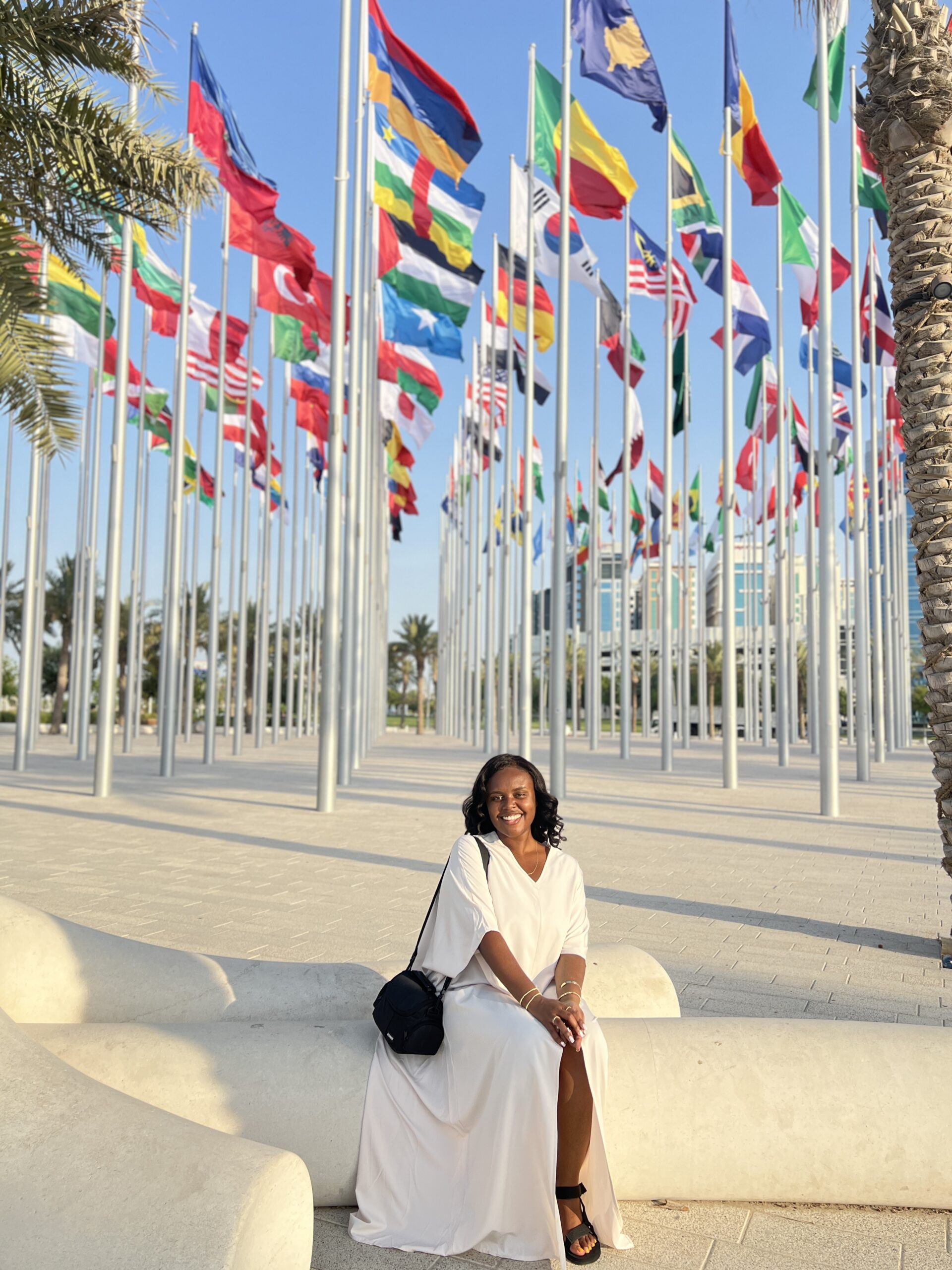 Christina Jane in front of Flag Plaza 