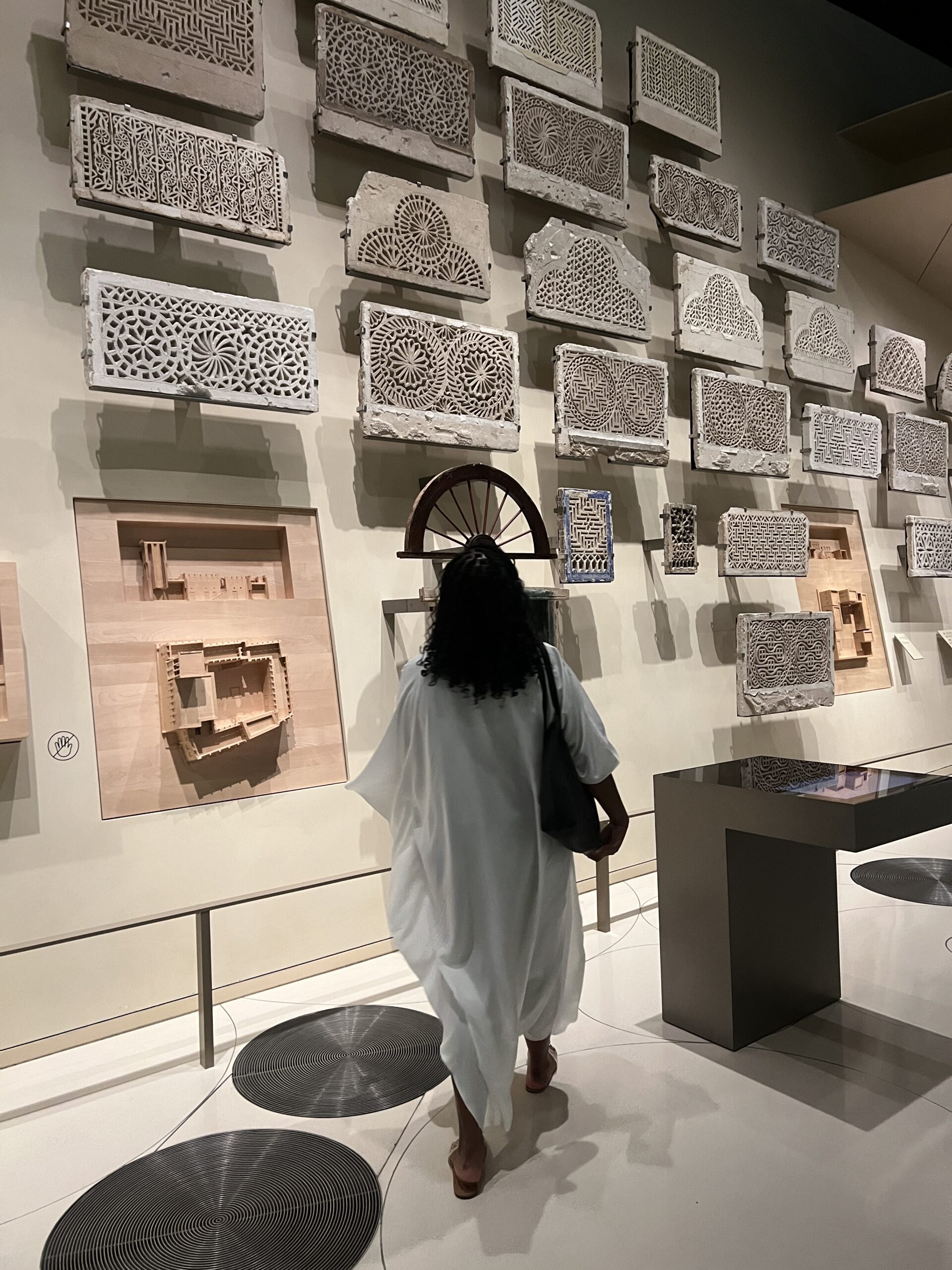 Christina looking at exhibits at the museum 