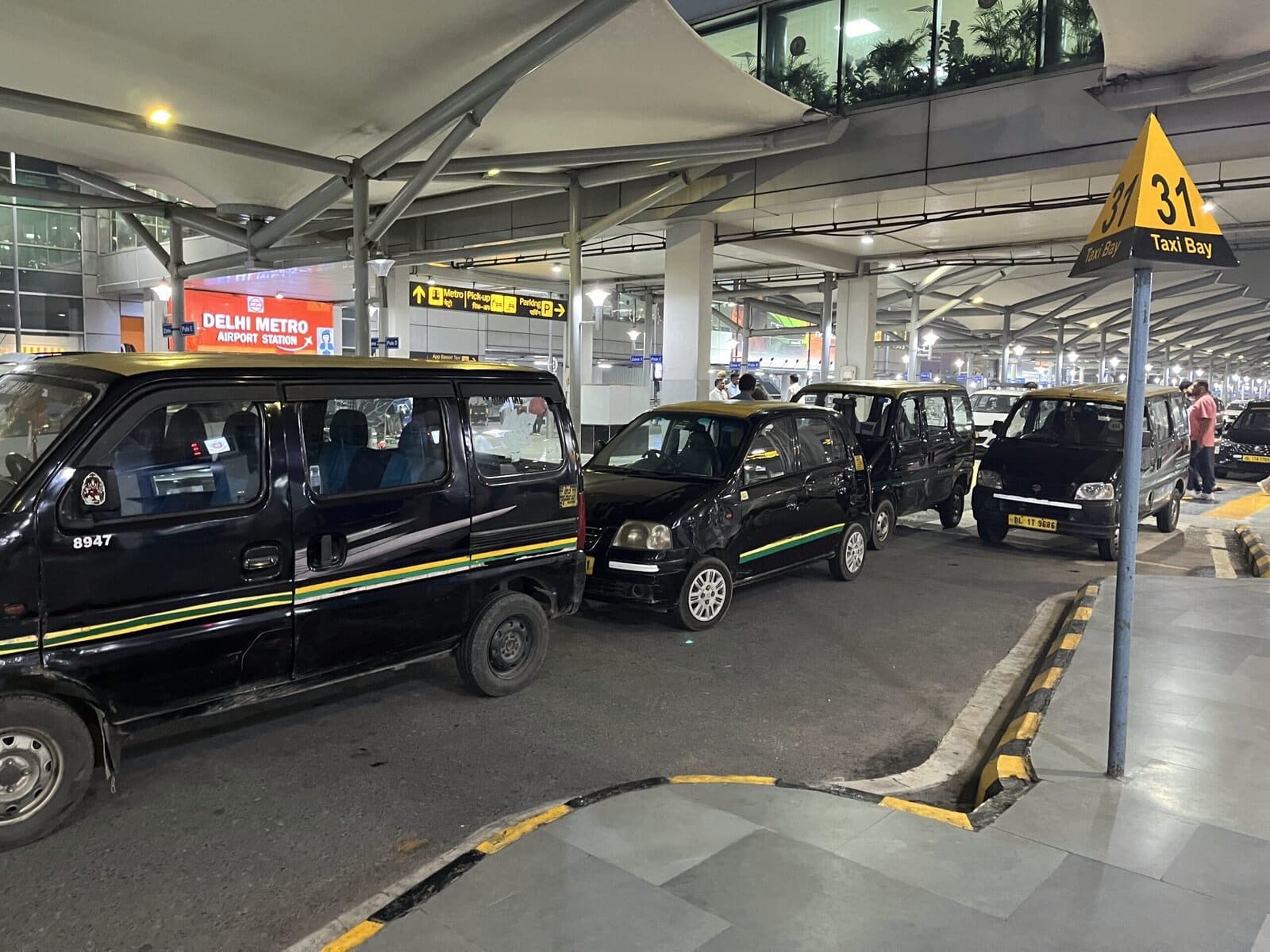 Taxis at the Delhi Airport 
