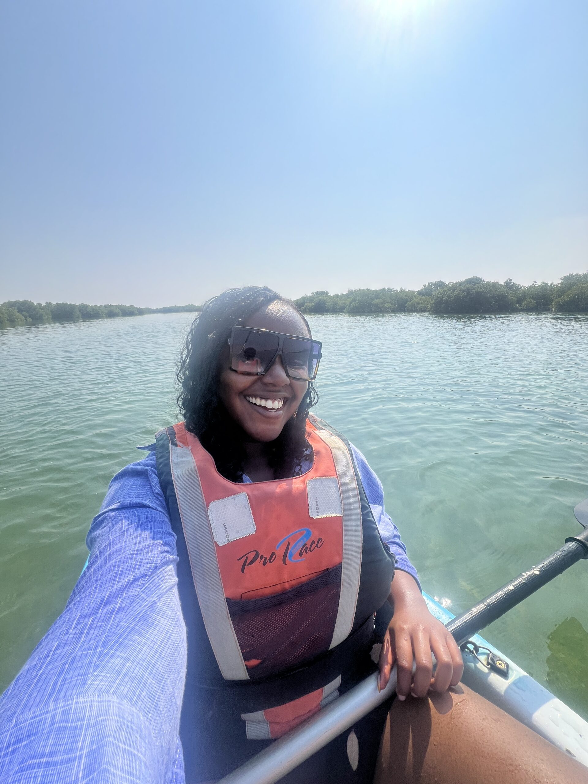 Christina kayaking in Qatar