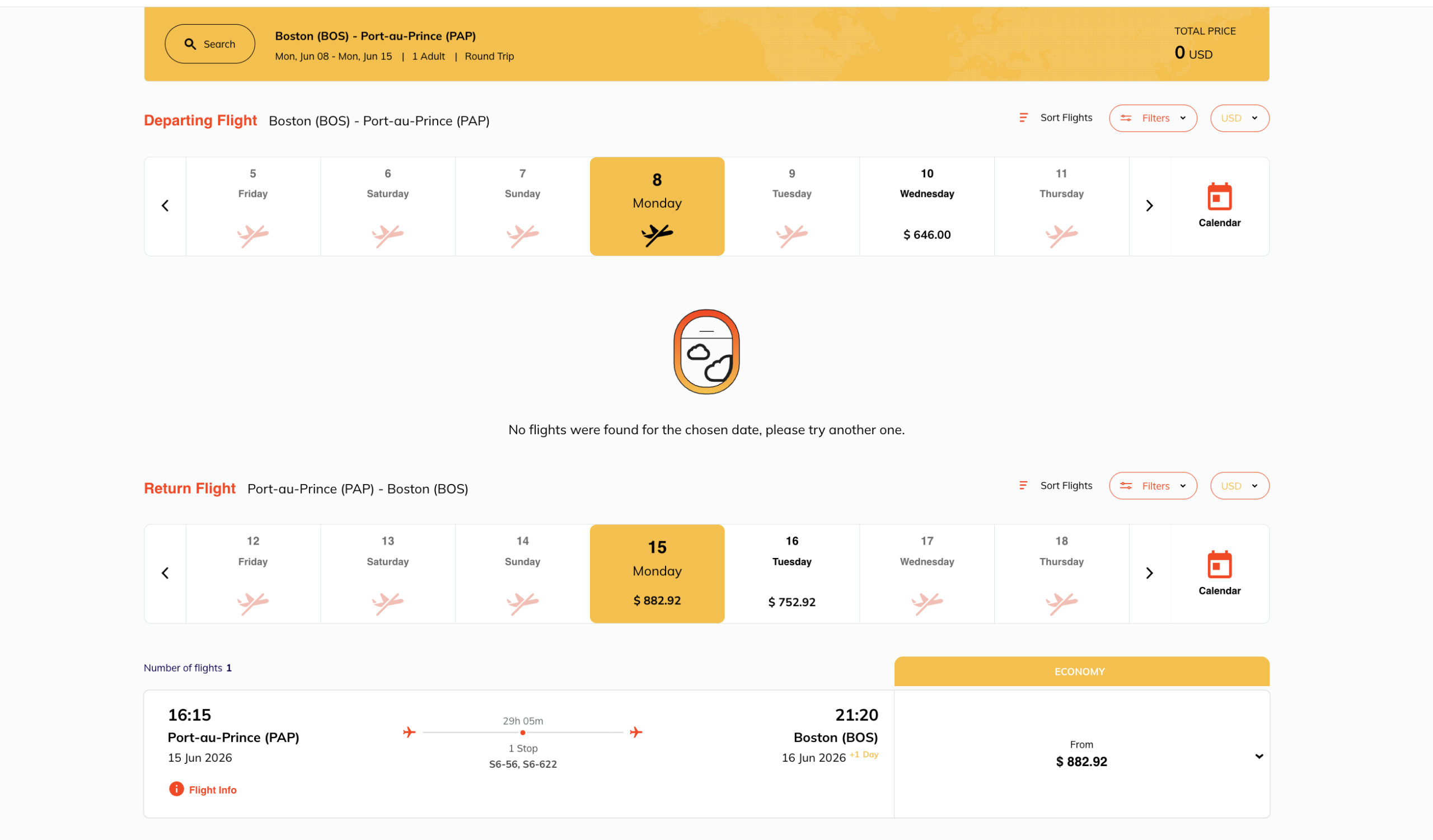 Sunrise Airways Flight Search