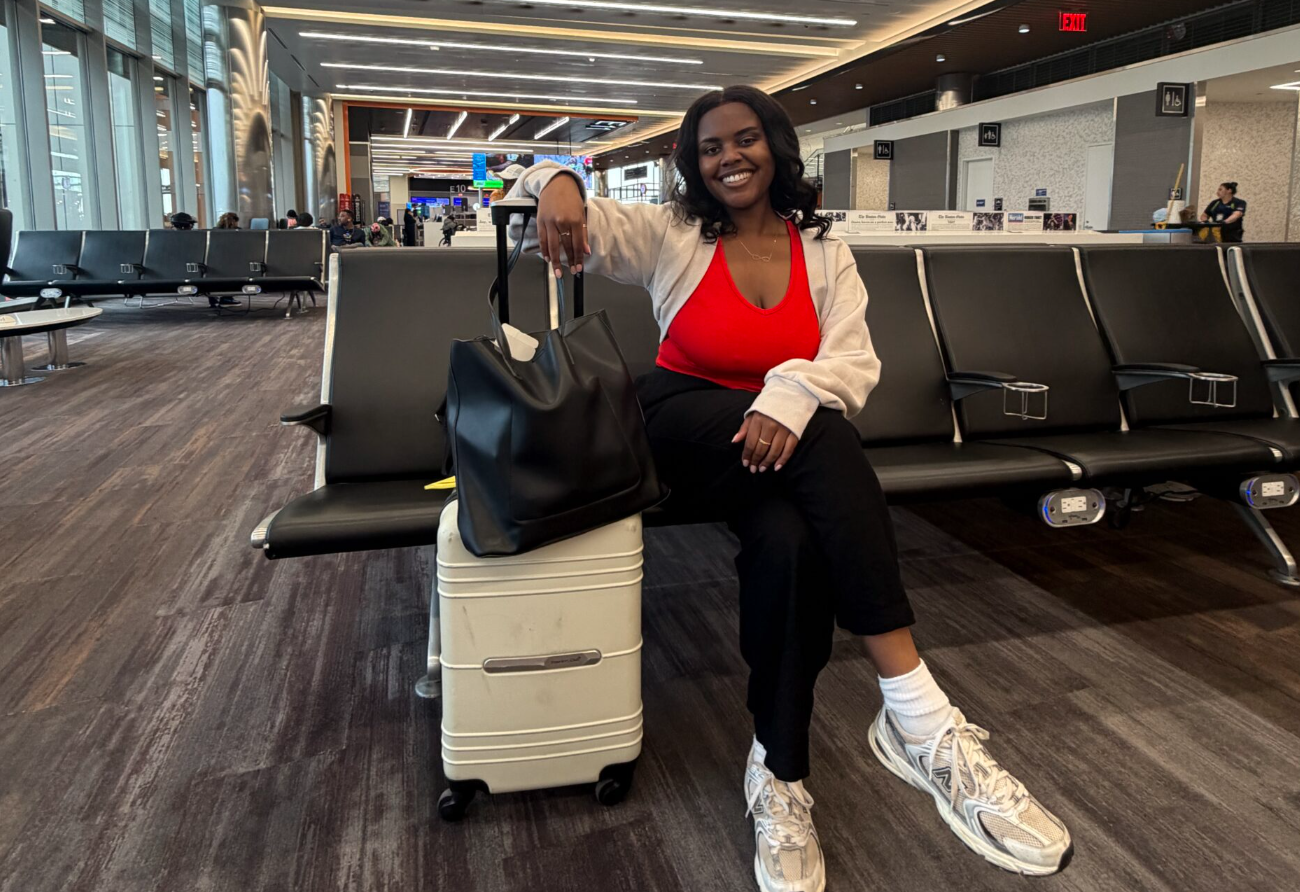 Christina Jane at the airport
